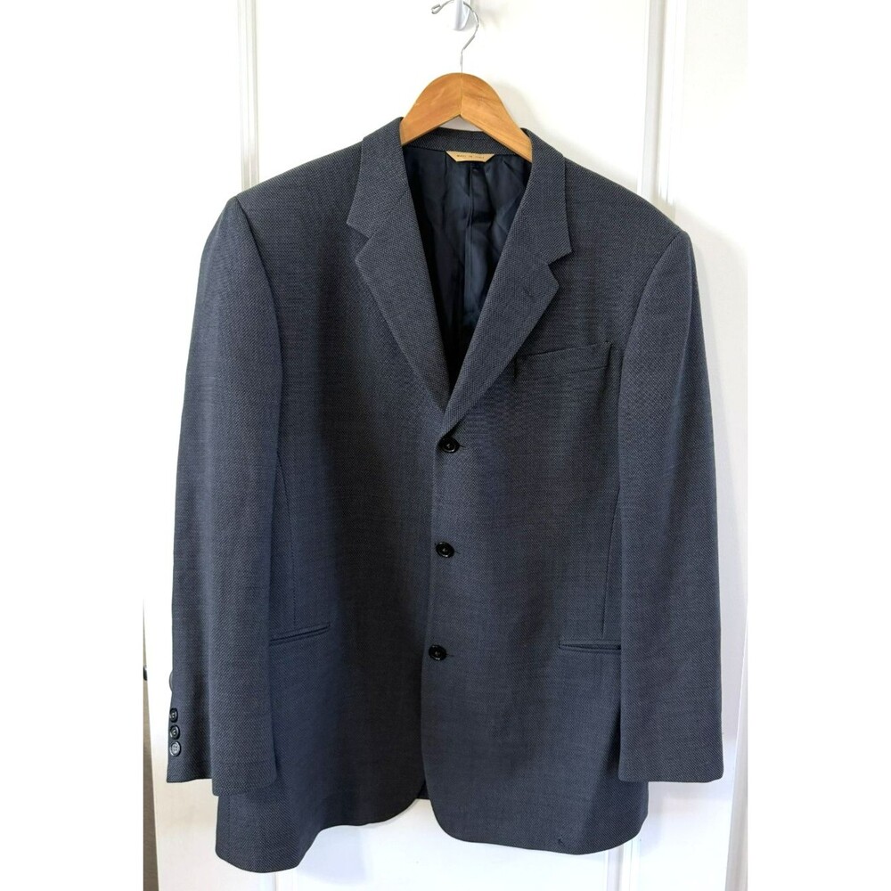 Donna Karan Signature Men's Wool Blazer 44R Made in Italy Gray Black